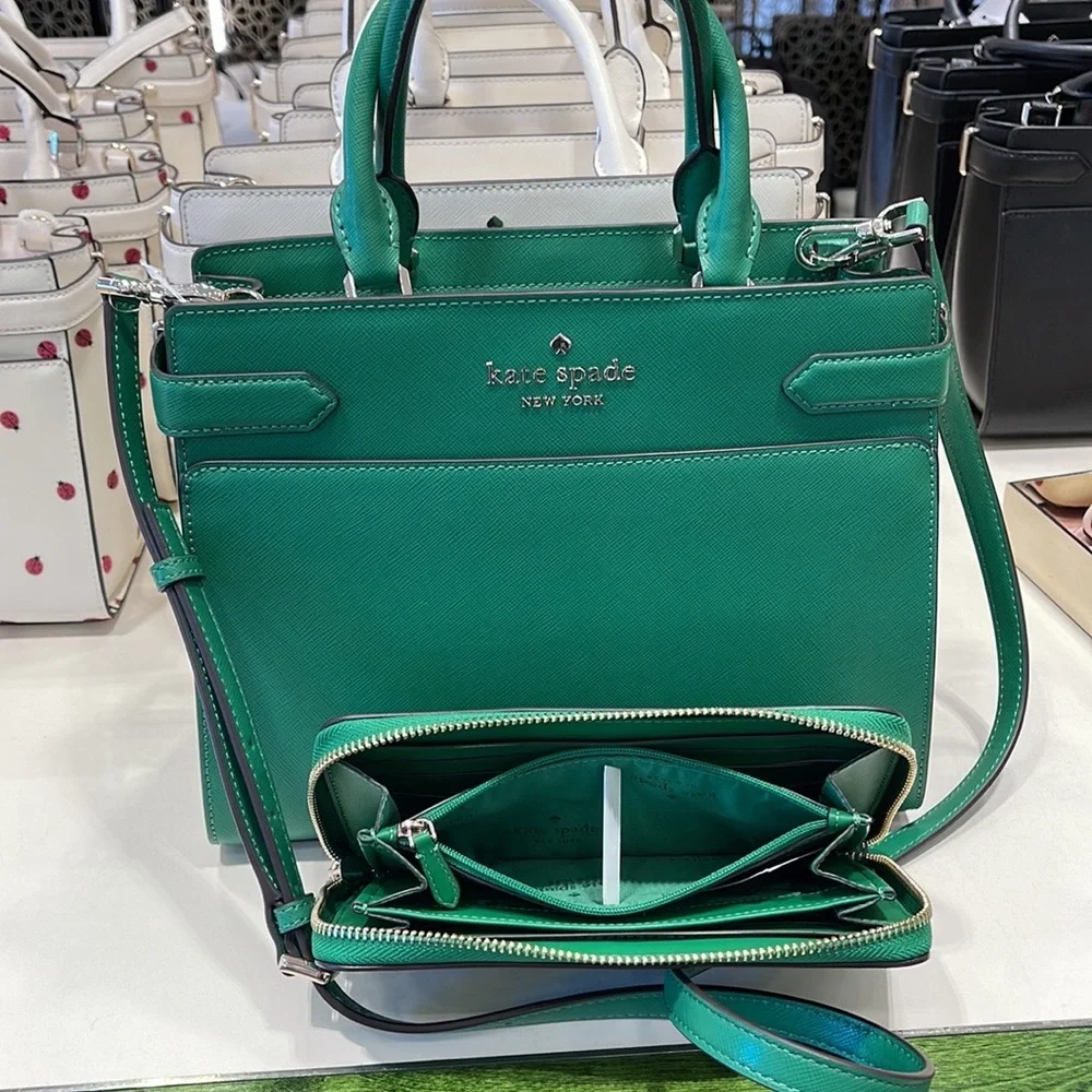 Kate Spade staci medium satchel
&
KSNY Staci Large Continental Wallet
Green Bean - Picture 2 of 16